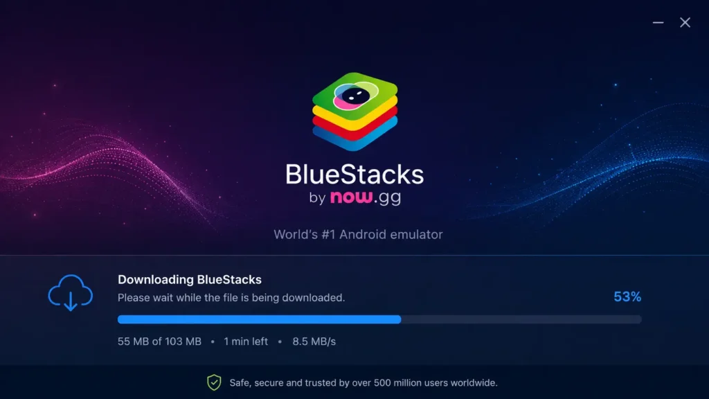 BlueStacks downloading and installing on a PC