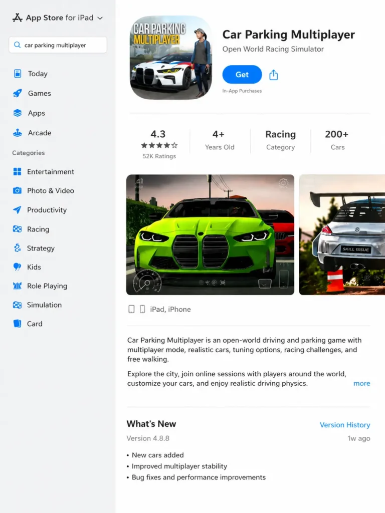 For ios 2 Car Parking Multiplayer iOS app on the App Store