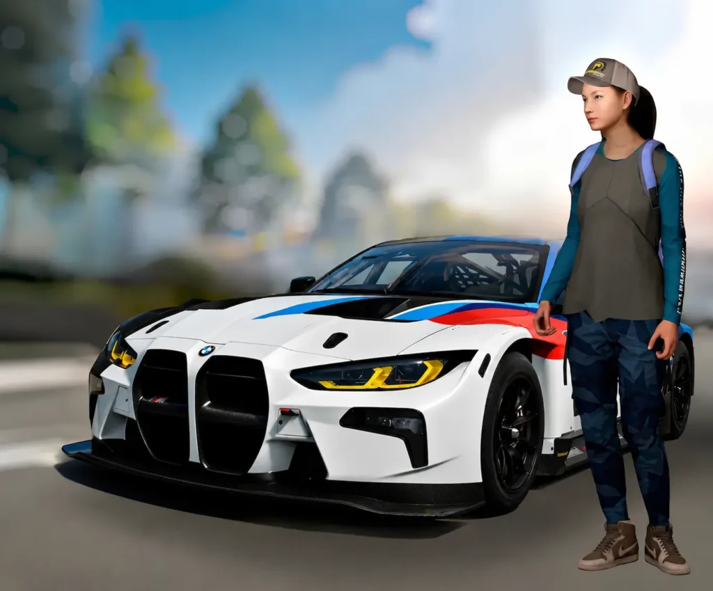 Home 1 Car Parking Multiplayer racing car with driver in outdoor city environment