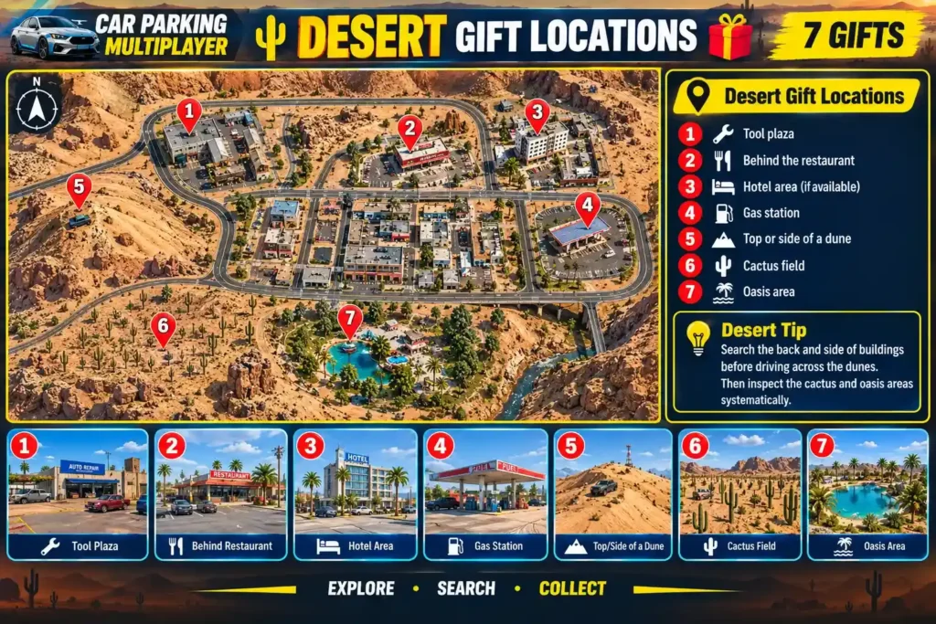 Track Map Gift Locations in Car Parking Multiplayer