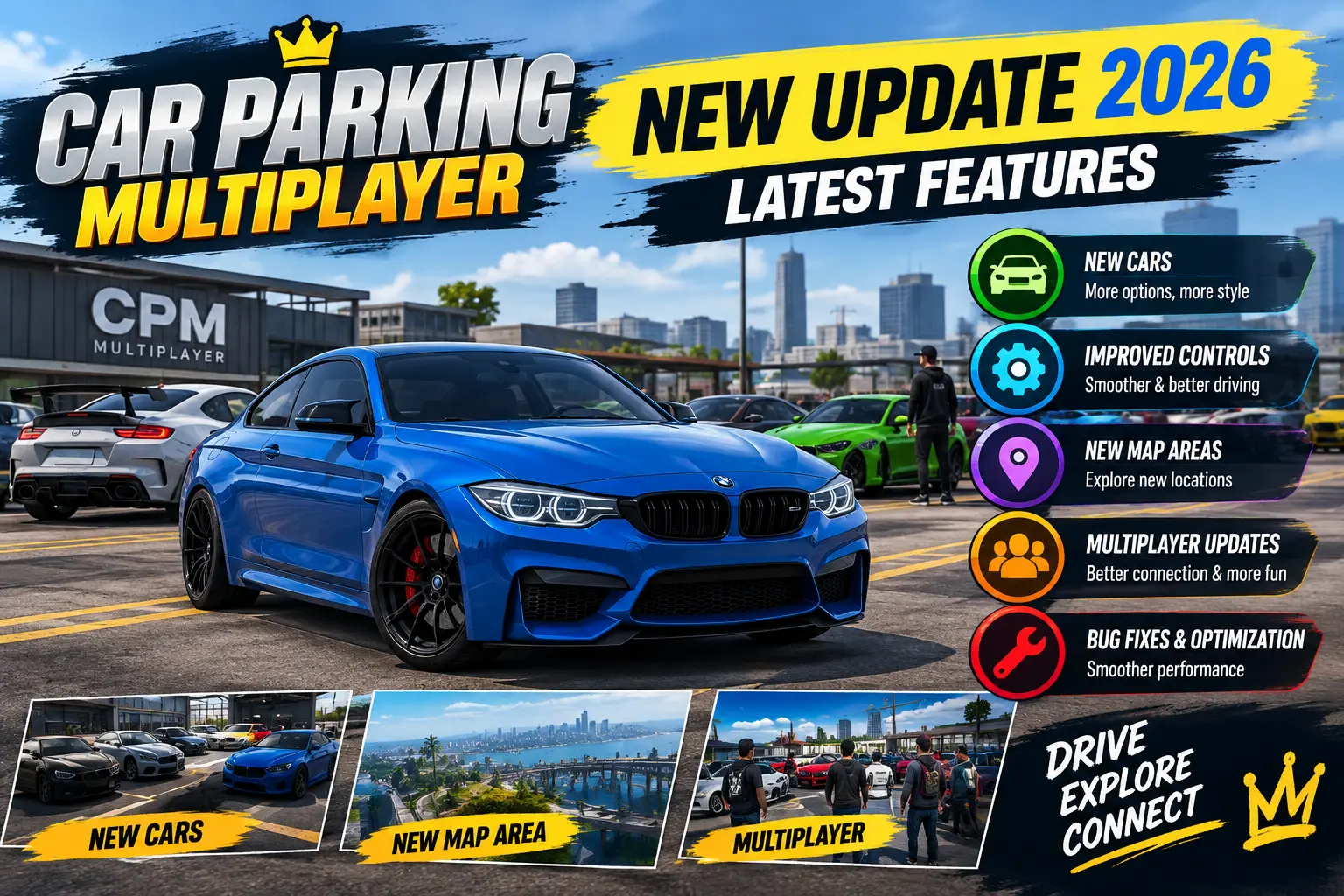 Car Parking Multiplayer New Update 2026: Latest Features 1 Car Parking Multiplayer new update 2026 featuring new cars, map areas, and multiplayer features