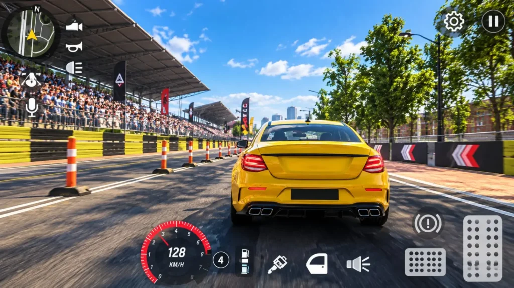 Car Parking Multiplayer New Update 2026: Latest Features 3 Car Parking Multiplayer gameplay showing a yellow sports car on a racing track