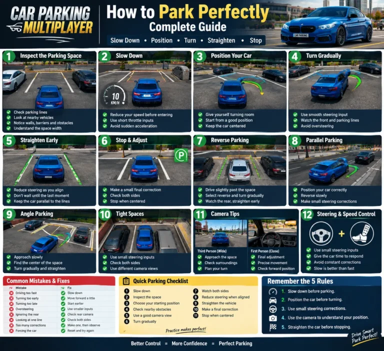 How to Park Perfectly in Car Parking Multiplayer: Parking Tips & Complete Guide 5 How to park perfectly in Car Parking Multiplayer with forward, reverse, parallel, angle, and tight parking tips